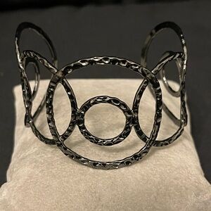 Dark Silver Hammered Cuff Bracelet